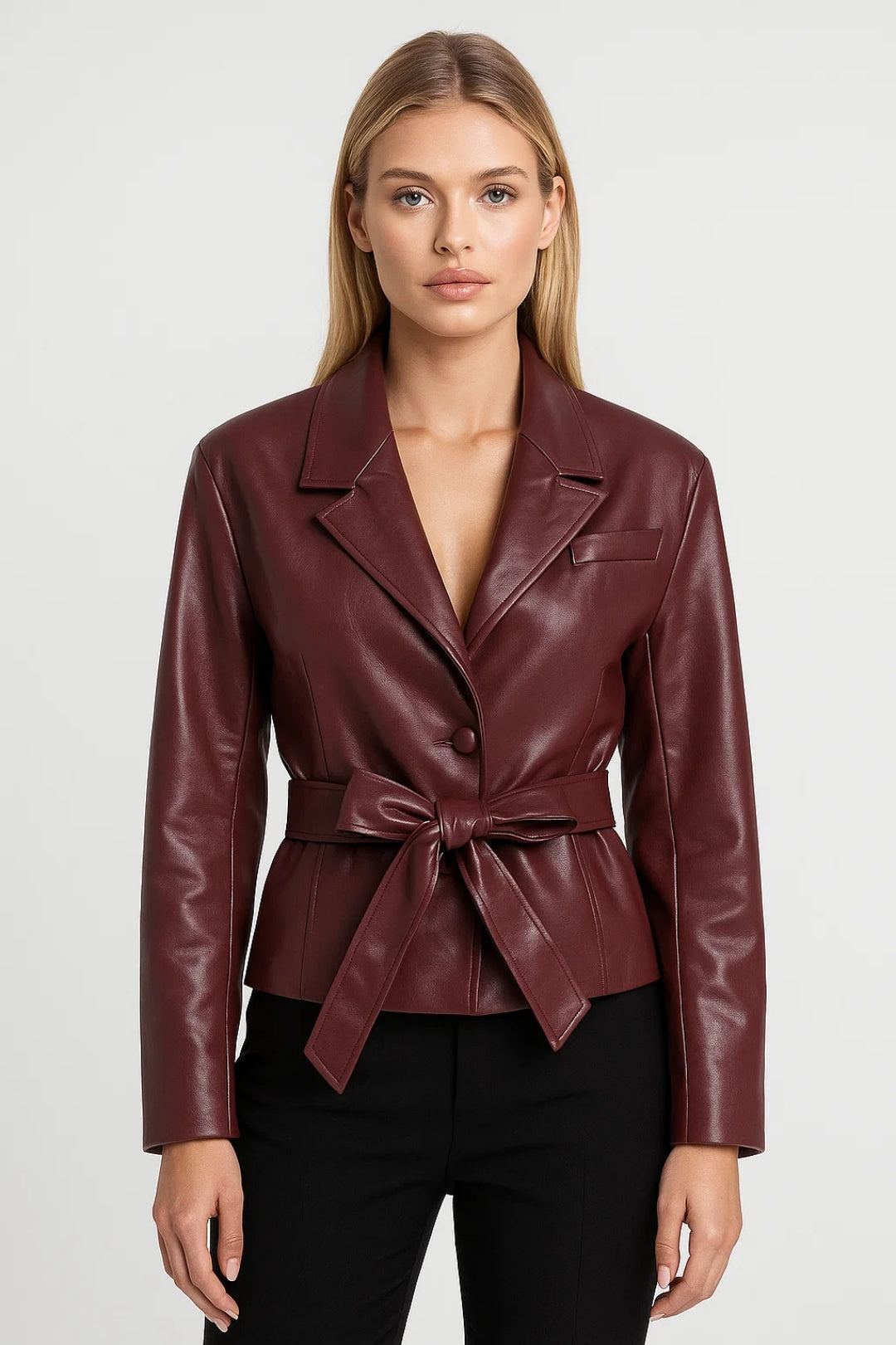 Korte Jas Dames met Strikdetail Elegant Aansluitend