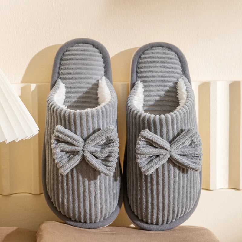 Pantoffels met Strik en Antislipzool Elegante Dames