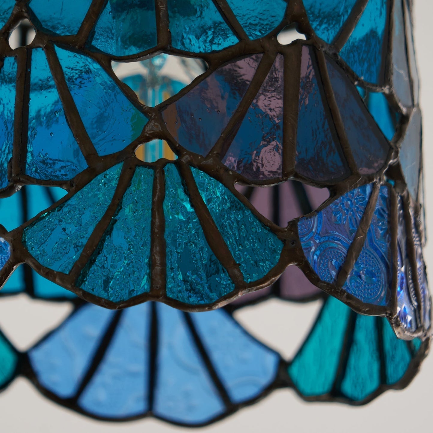 Vezari Tiffany plafondlamp glas mozaïek messing E14 blauw roze badkamer gang plafondverlichting vintage plafondlamp Tiffany stijl