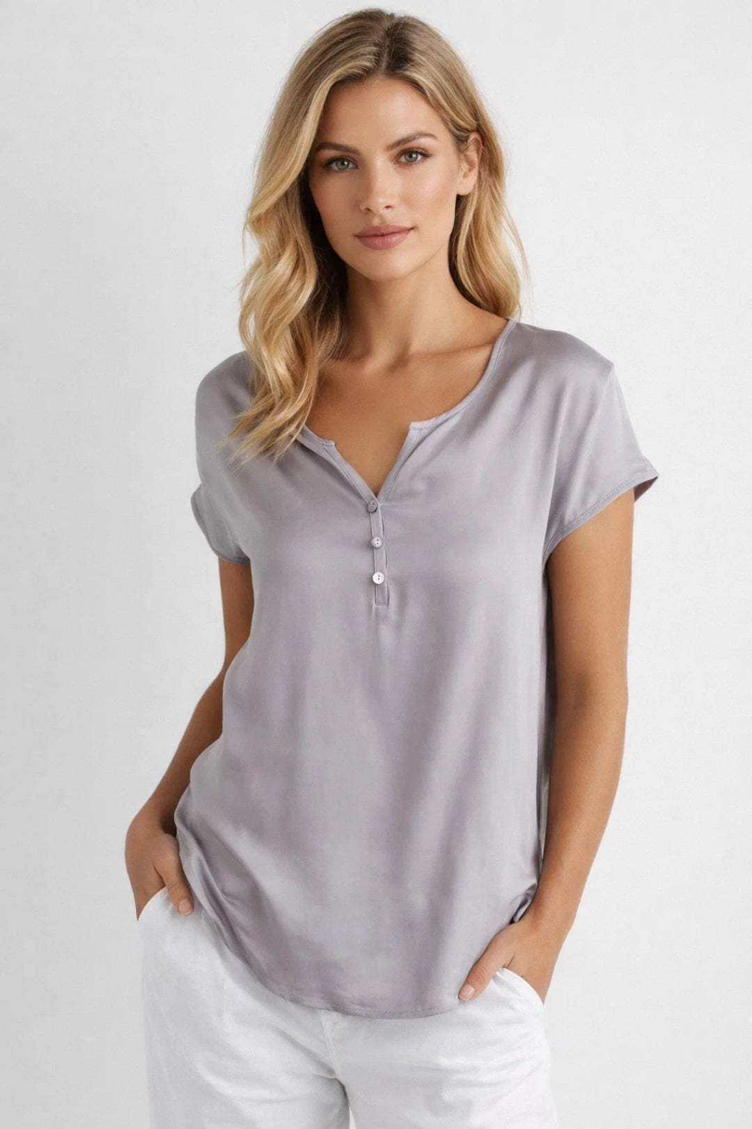 Dames Blouse Korte Mouwen V-hals Elegant Zomer