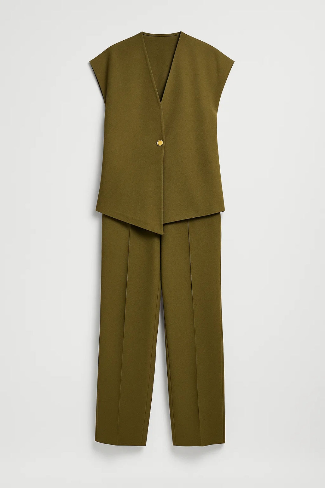 Dames Set Gilet en Pantalon Mouwloos Elegante V-hals