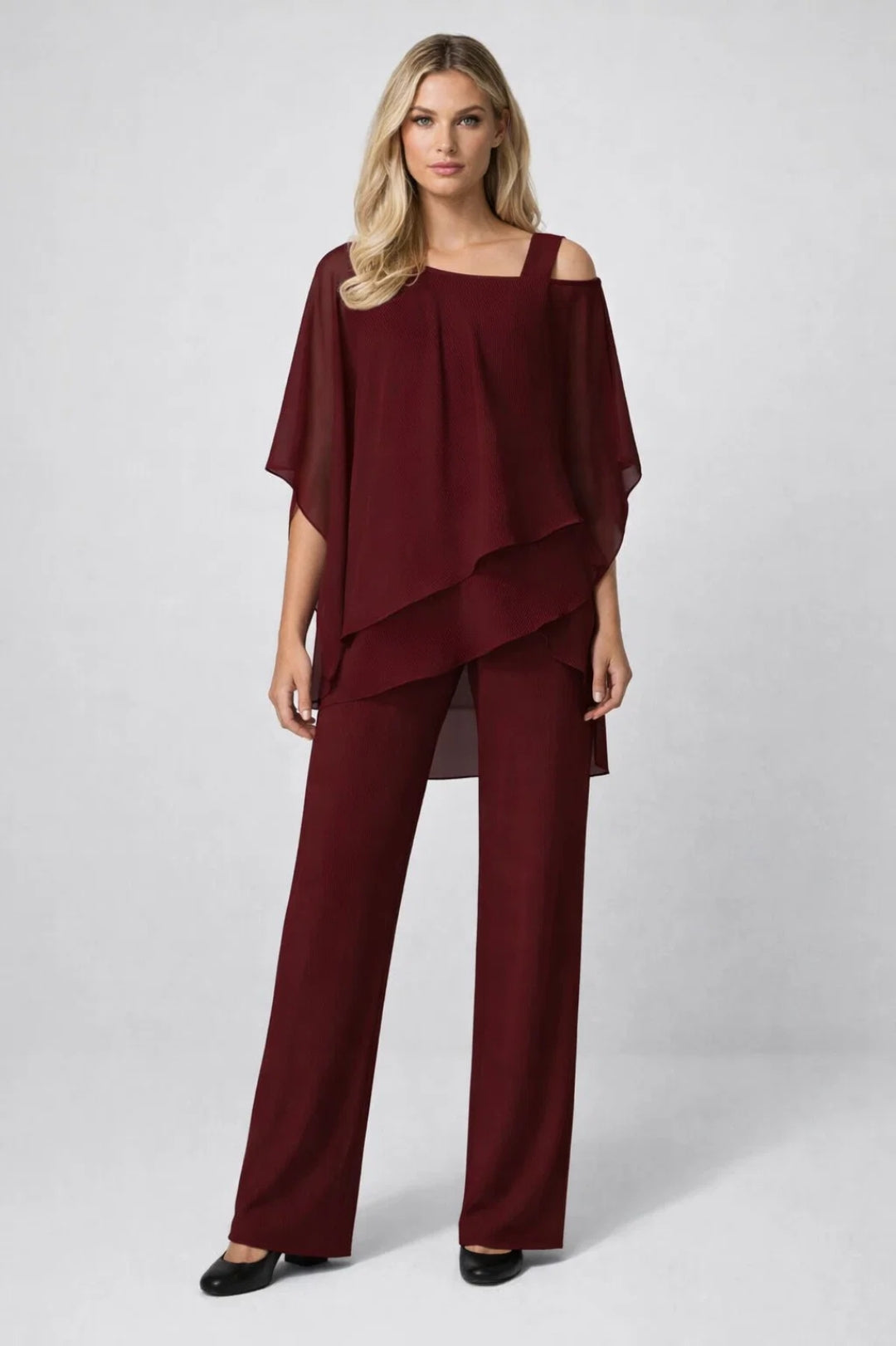 Dames Set - Wijde Top met Rechte Broek Elegant Feestelijk