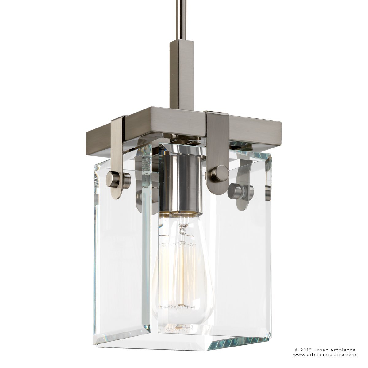 Hanglamp Cube Glas Nikkel 30cm Modern Industrieel E26