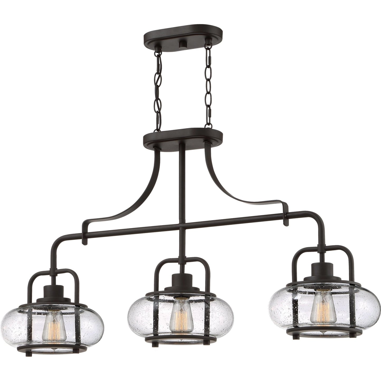 Kroonluchter Donker Brons Met Glasbollen 3 Lichts 96cm