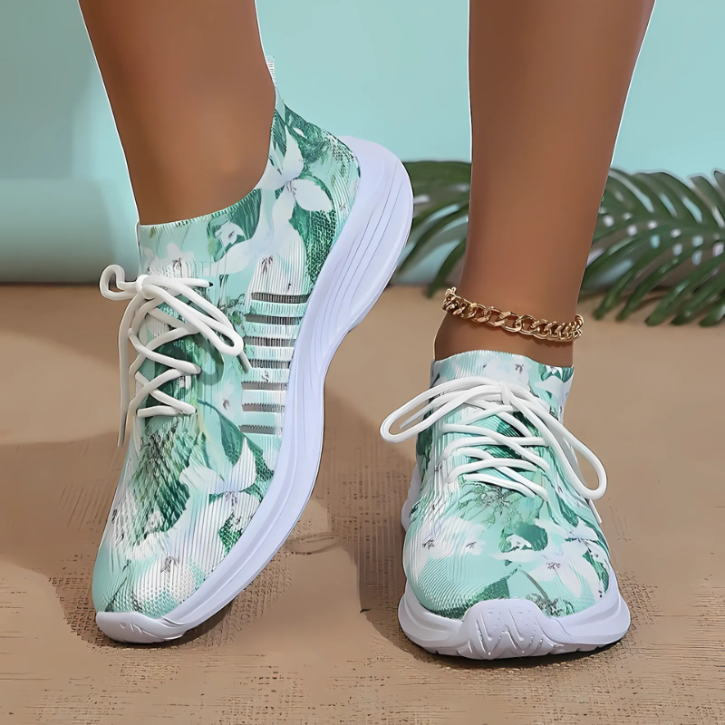 Dames Gebreide Sneakers met Kleurrijke Prints