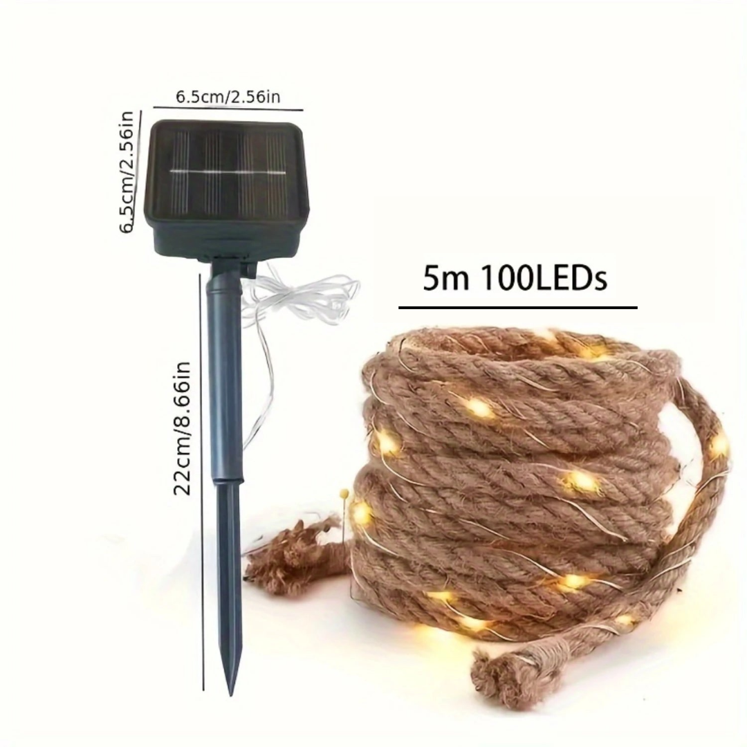 Solar Henneptouw Tuinverlichting 5 Meter met Warm LED-licht