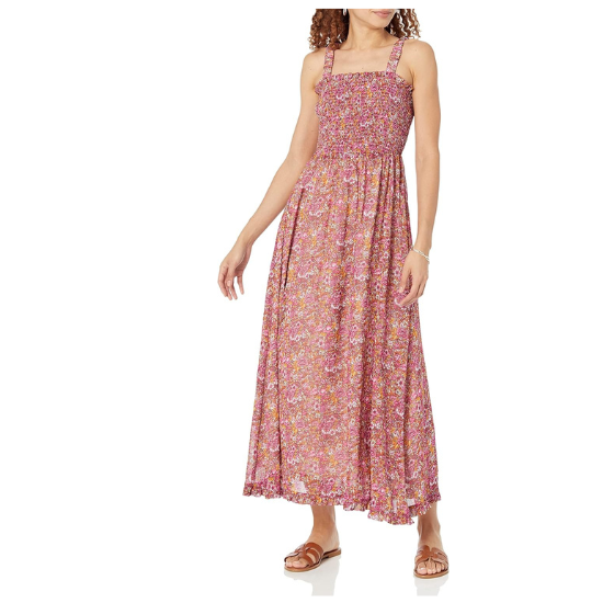 Bloemjurk met Smokwerk Bodice en Korte Mouwen