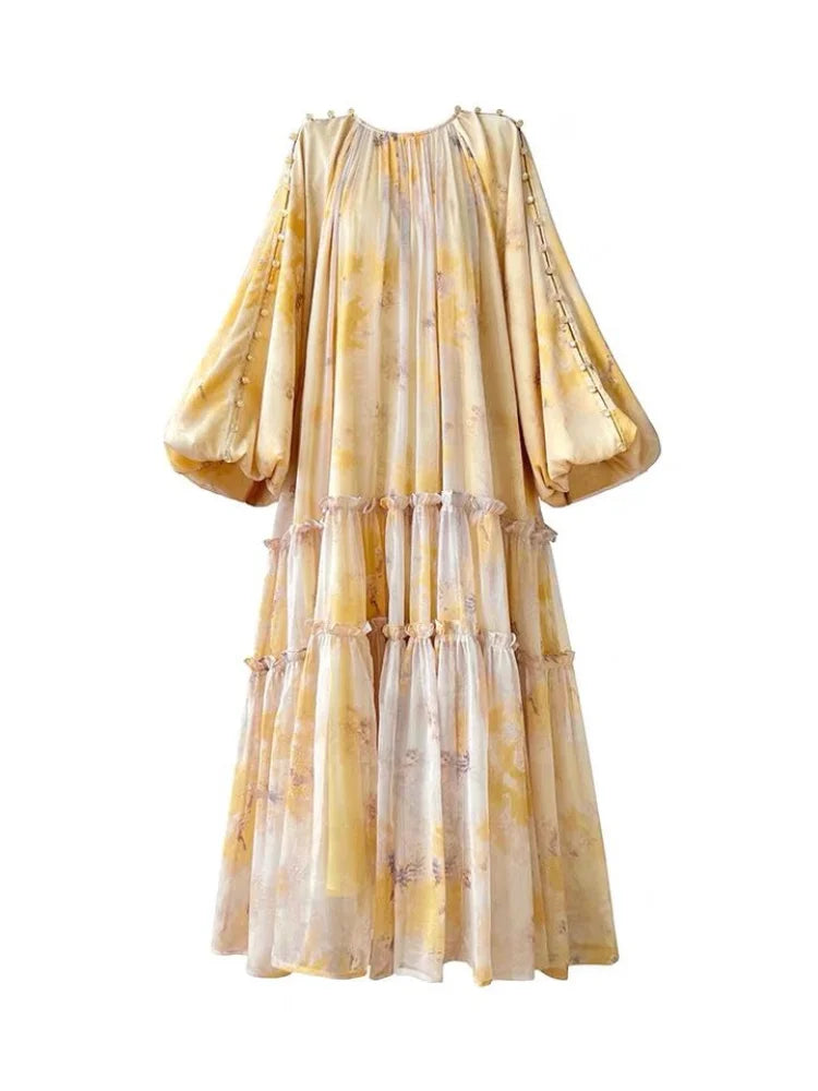 Midi Jurk Zomerse Floral Print Vrouwelijk