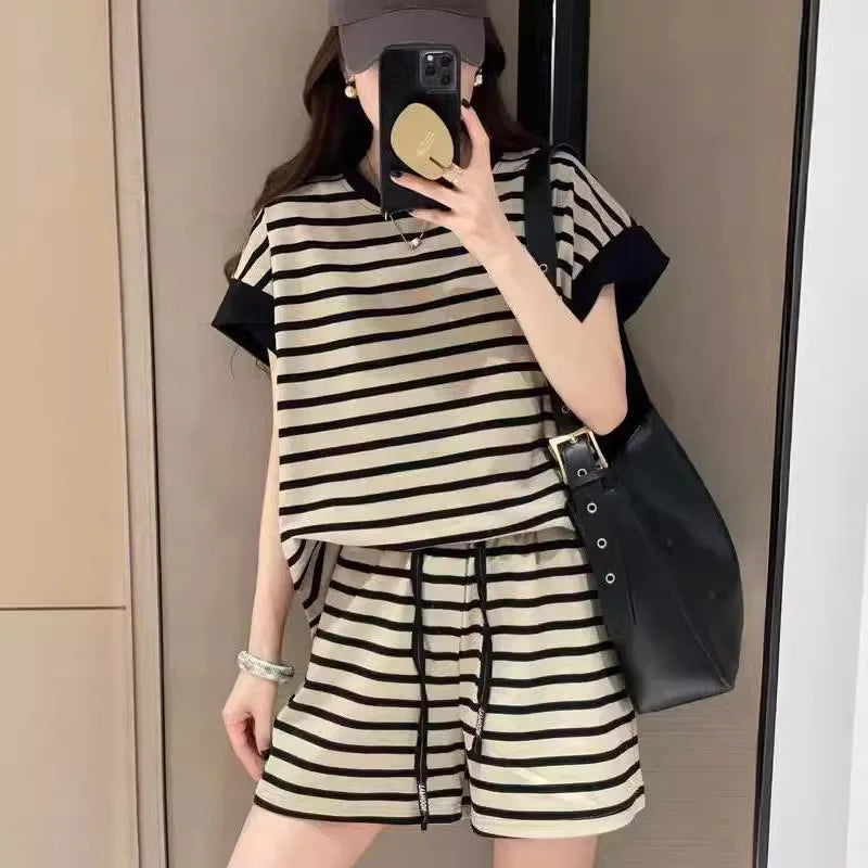 Zomerse Streep Set Frisse Mode Jurk en Broek