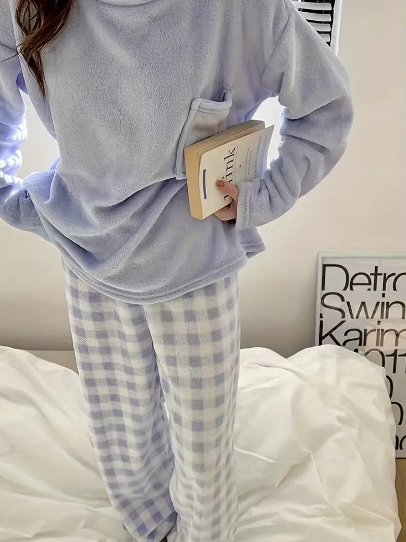 Zachte Pyjama Set Vrouw Warme Slaapkleed voor Dames