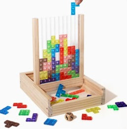Houten Tetris Puzzelspel Strategisch Denkspel Stapelblokken Kids Volwassenen Concentratie Motoriek Training Educatief Familiespel Duurzaam Cadeau