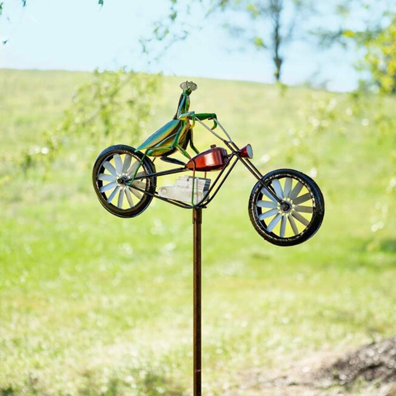 Draaiende Dieren Windmolen met Fiets voor Tuin Gazon Terras Buitenruimte Metalen Tuindecoratie Decoratief