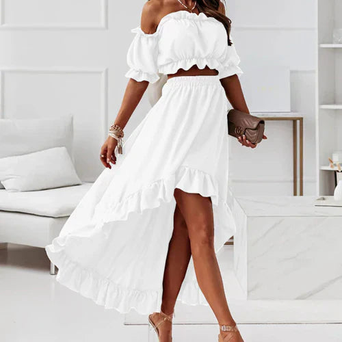 Vrouwen Zomerjurk Ruches Elegant Jurkset