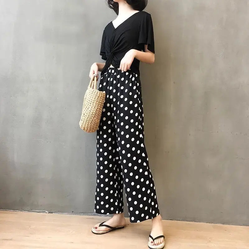 Wijde Pijpen Broek Polka Dot Damesmode