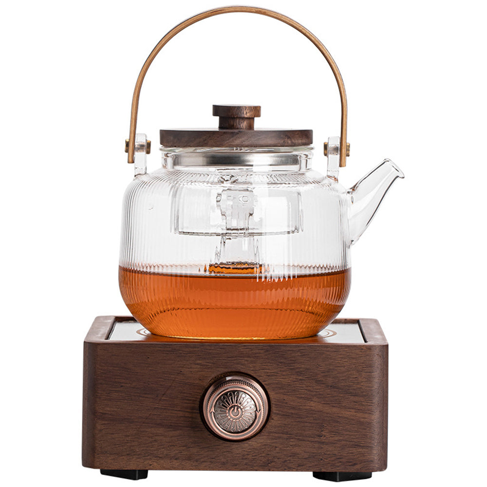 Theewarmer Elektrisch Verstelbaar Walnoothout Thee Kachel Warmhoudplaat Retro Design