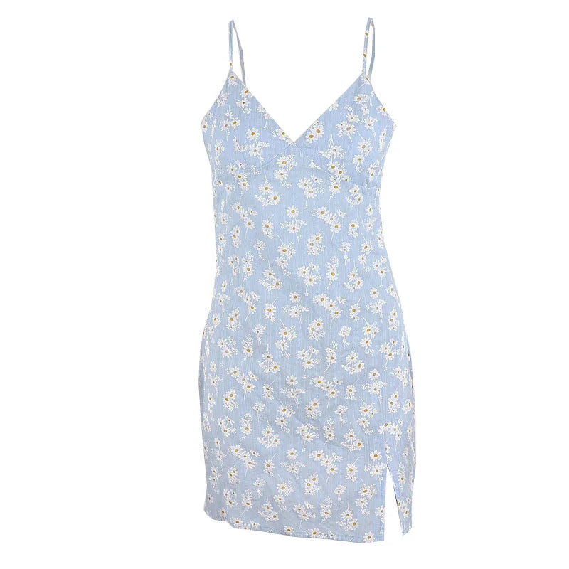 V-Hals Jurk Bloem Motief Embroidery Zomerjurk