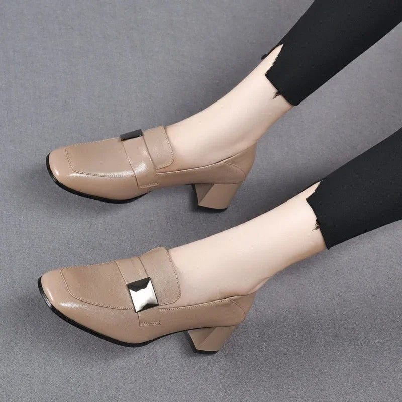 Dames Leren Loafers met Hakken Stijlvol en Chic