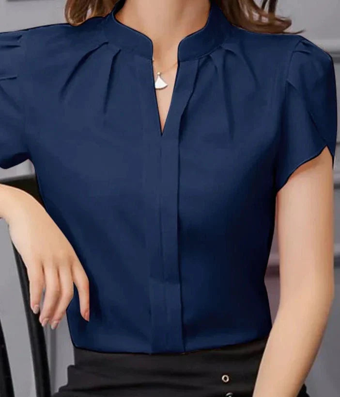 Vrouwelijke Zomer Blouses met Ruches en Chiffon Stof - StudioMarella