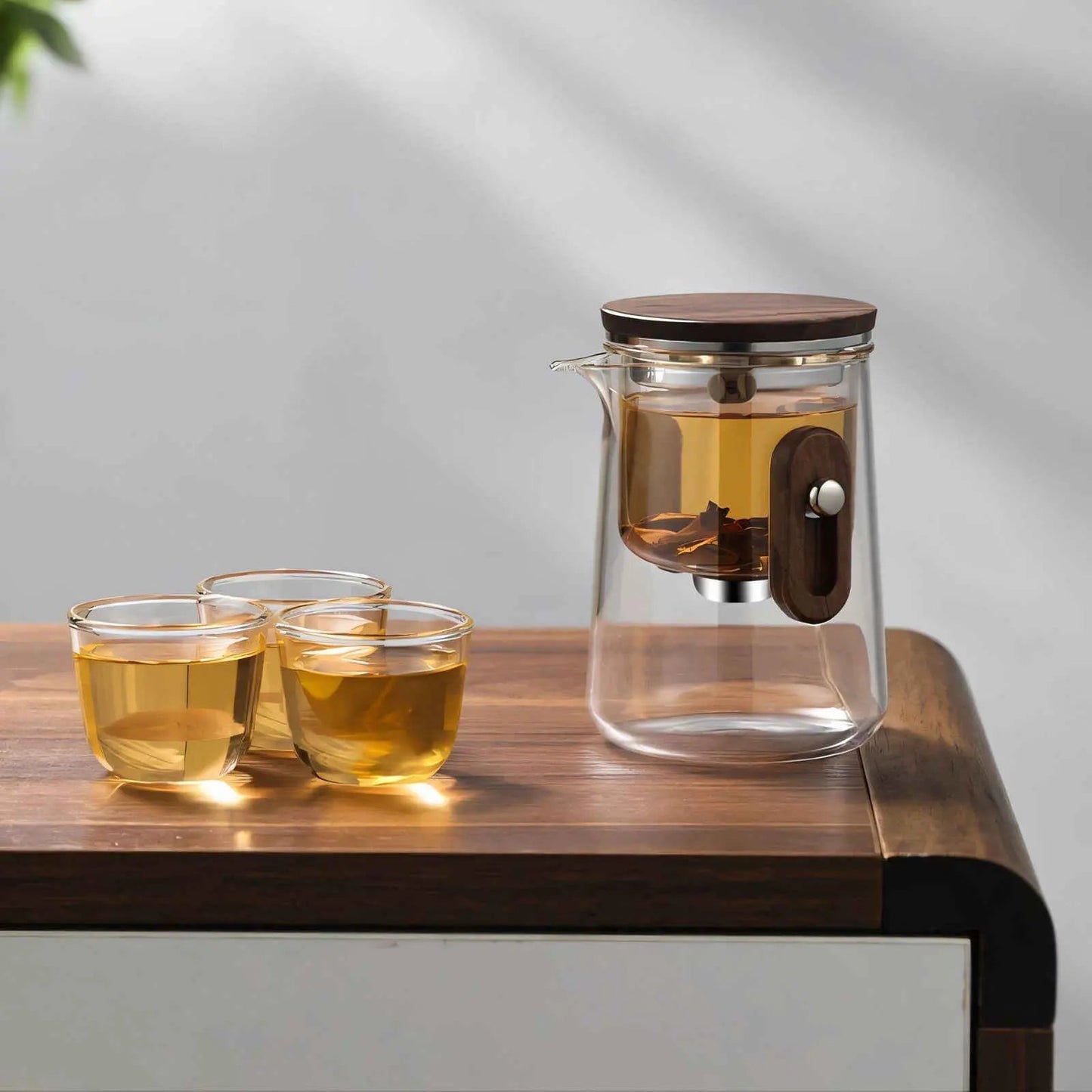 Glazen Reistheepot 330ml Borosilicaat met Cups en Reiskoffer Camping Outdoor