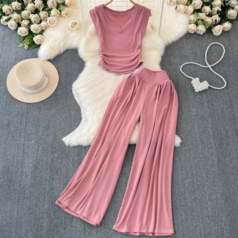 Wijde Broek Set Zomerse Boho Stijl