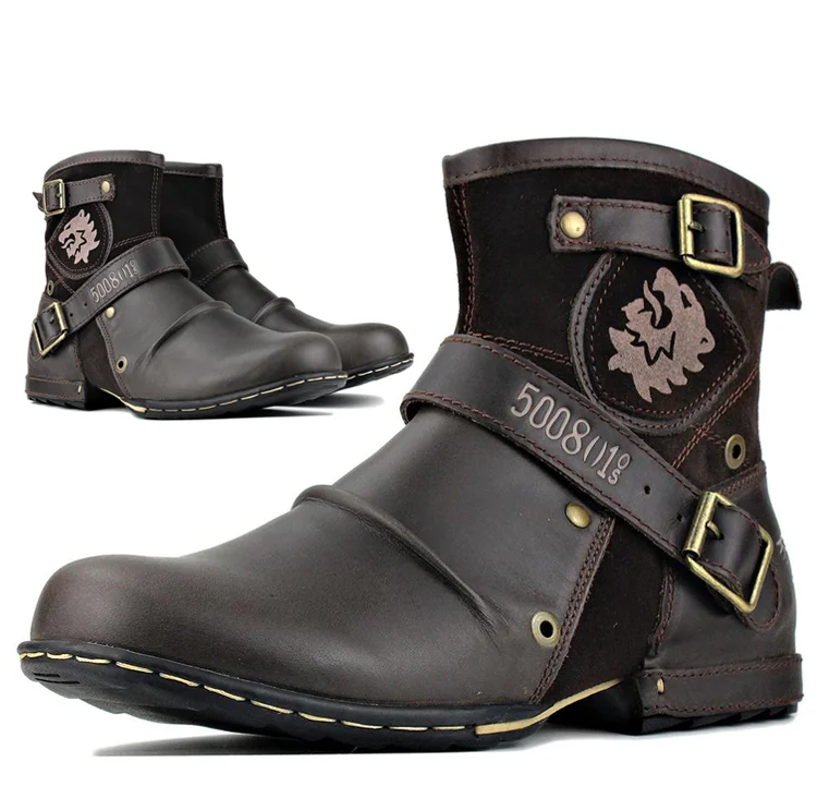 Leren Herenlaarzen Vintage Boots Bruin Stevig