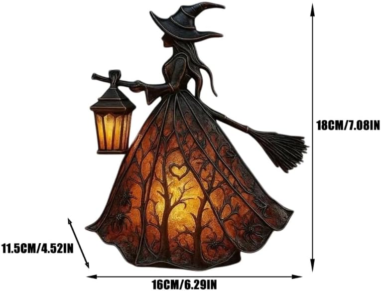 Halloween Decoratieve Lantaarn 30cm Gotisch LED Lamp Zwart Oranje Heksenlamp voor Feest Veranda Tafel Decoratie Mystieke Sfeer