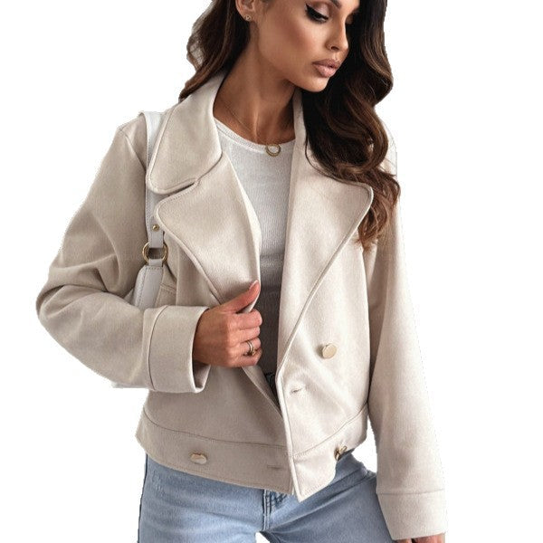 Dames Korte Jas Knopen Stijlvol Elegant Leerlook