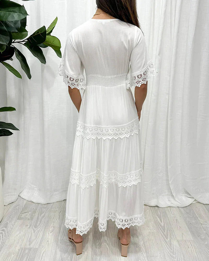 Vrouwen Zomerjurk Katoen Lichtblauw Casual Jurk
