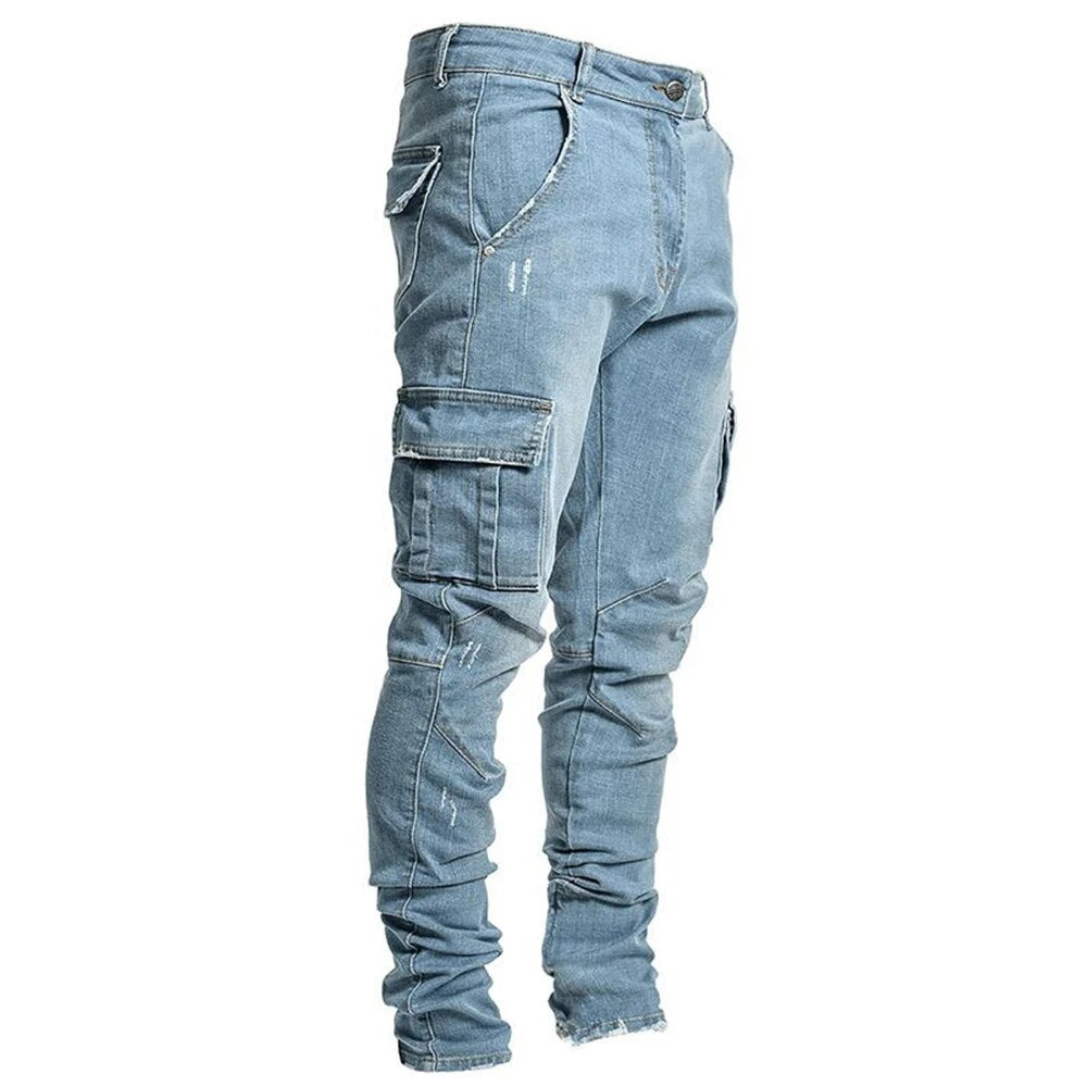 Heren Jeans Cargo Broek Met Veel Zakken