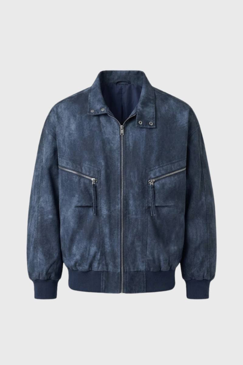 Bomber Jas Heren - Vintage Look met Opstaande Kraag | Relaxed - Navy