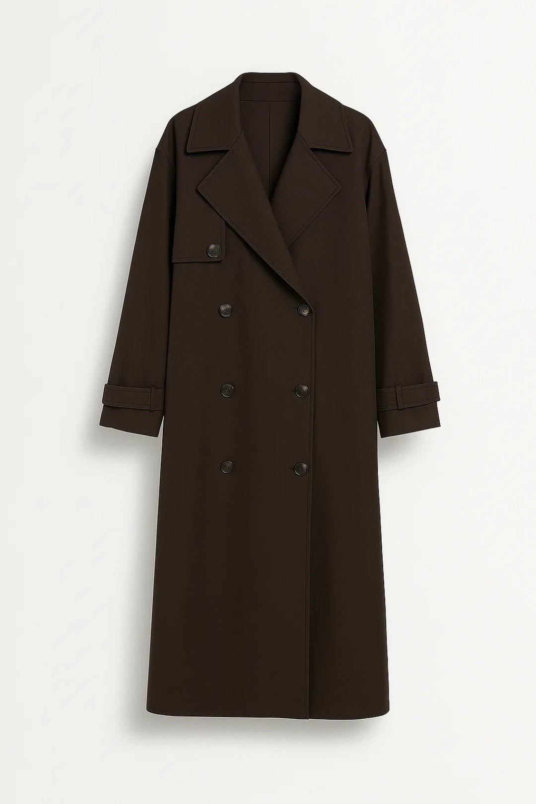 Dames Trenchcoat Lang Model Dubbele Knopenrij Elegant
