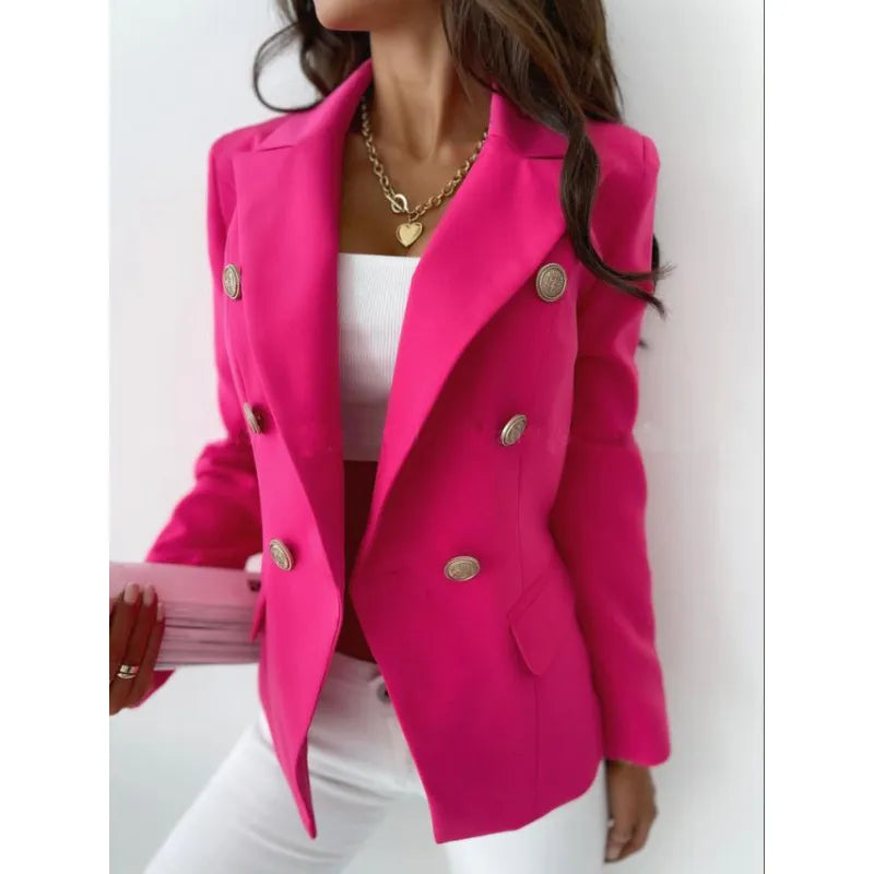 Dames Blazer Zakelijk Lange Dubbele Knoopsluiting