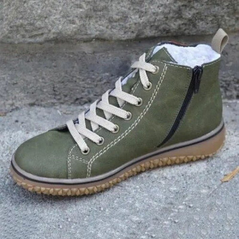 Dames Chelsea Boots Warm Met Vet Leer Zwart