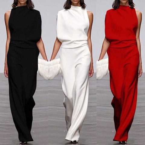 Jumpsuit Asymmetrisch Hoge Kraag Een Schouder Bloot