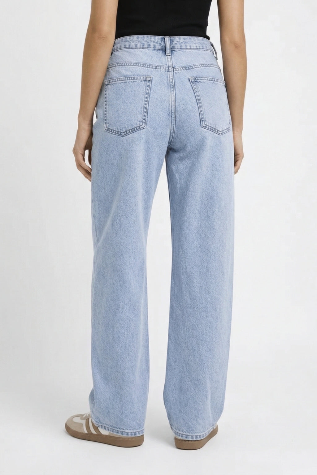 Dames Jeans Wide Leg Hoge Taille Lichte Wassing Casual Stijl