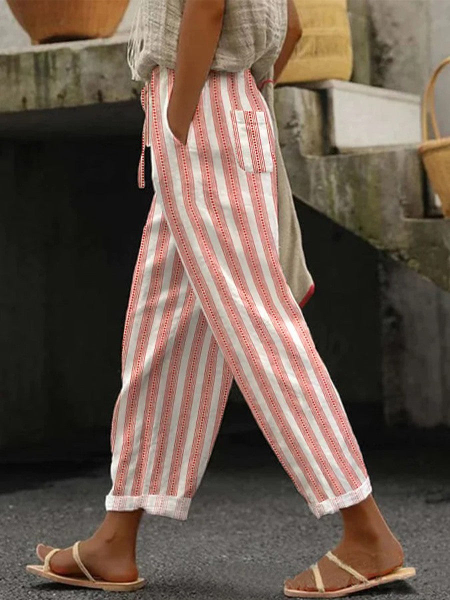 Gestreepte Zomerbroek voor Dames Modieus en Comfortabel - StudioMarella