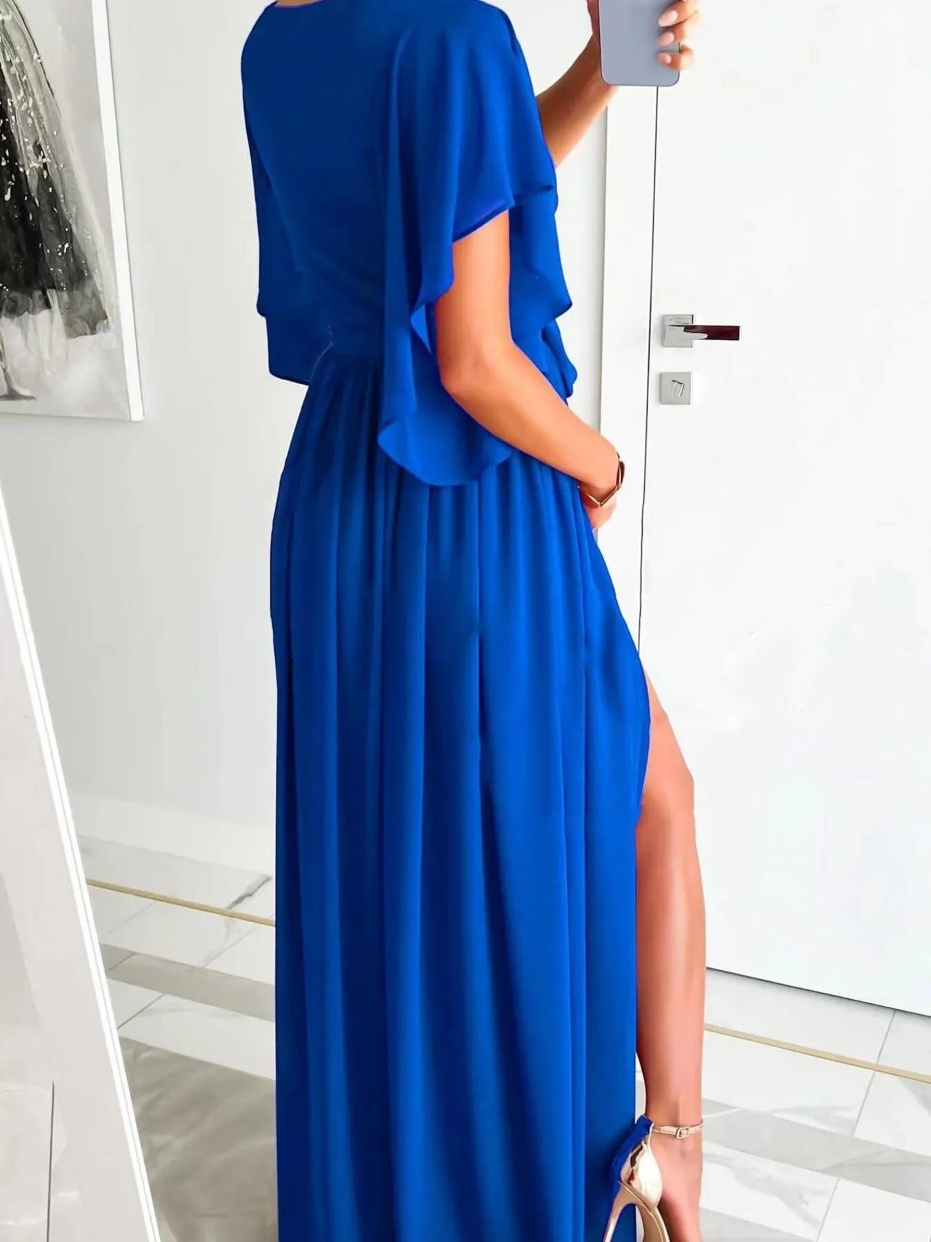 Elegante Jurk met Ruches en Verfijnde Details voor Vrouw