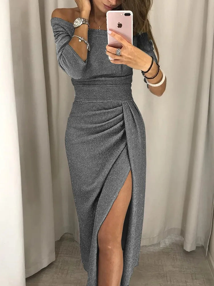 Vrouwelijke Katoenen Jurk Elegante Hoge Split