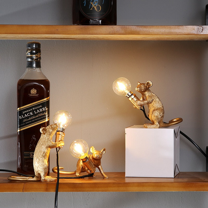 Muislamp met Uniek Design – Decoratieve Tafellamp Speelse Muis – Warm Sfeerlicht voor Woonkamer Slaapkamer Kantoor