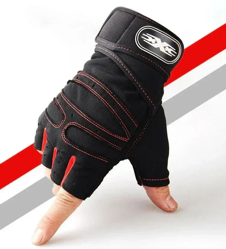 Sporthandschoenen met Polssteun Zwart Schokwerend voor Fitness | sporthandschoenen met polsbescherming gym handschoenen fitnesshandschoenen krachttraining wielrennen ademend antislip
