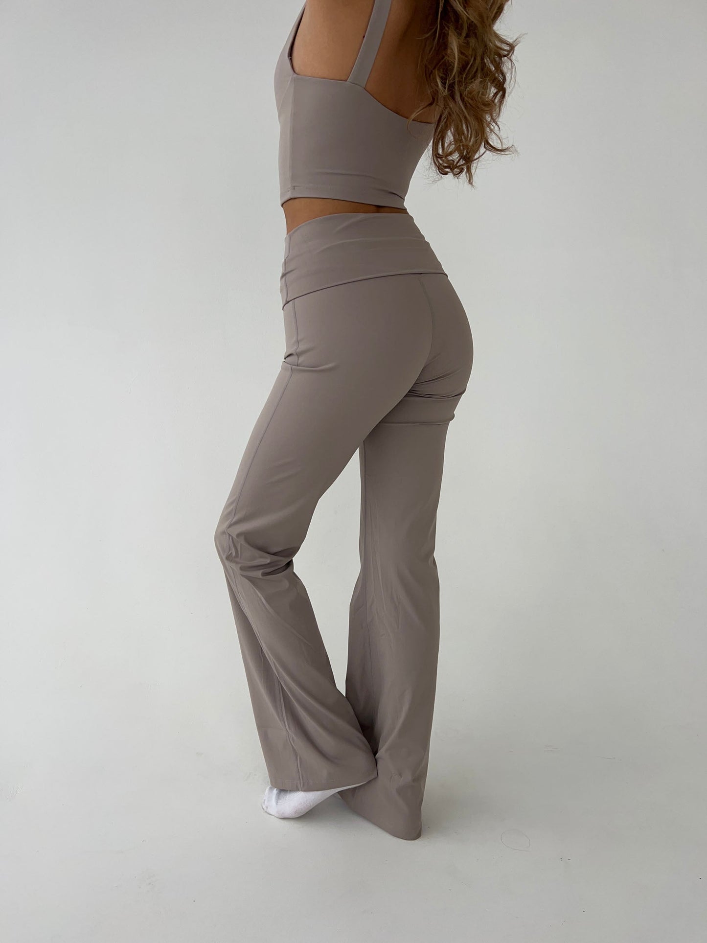 Dames Flared Legging Hoge Taille Stretch Stof