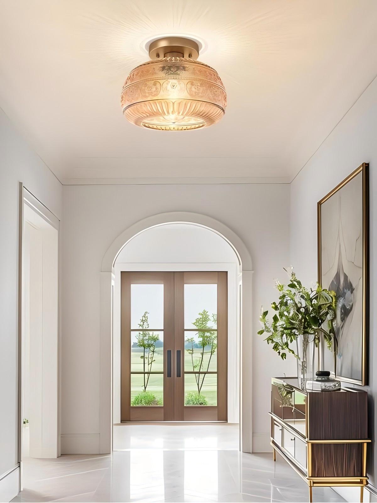 Glazen Bol Plafondlamp Getextureerd Glas Semi-Flush Verlichting voor Elke Ruimte