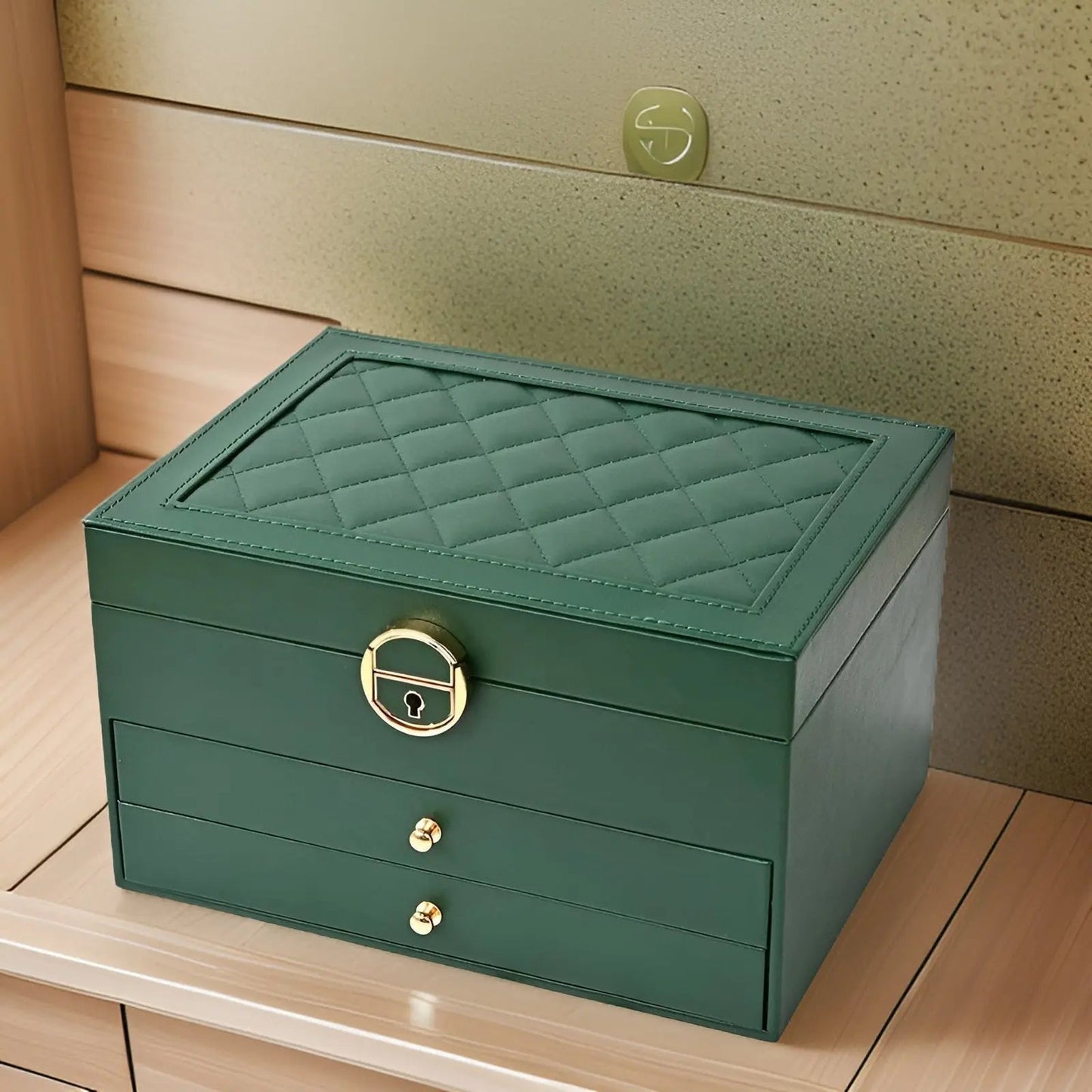 Luxe Sieradenbox met Meerdere Lagen – Elegante Opberger voor Ringen Kettingen Oorbellen – PU Leer – 23x17x13,5 cm