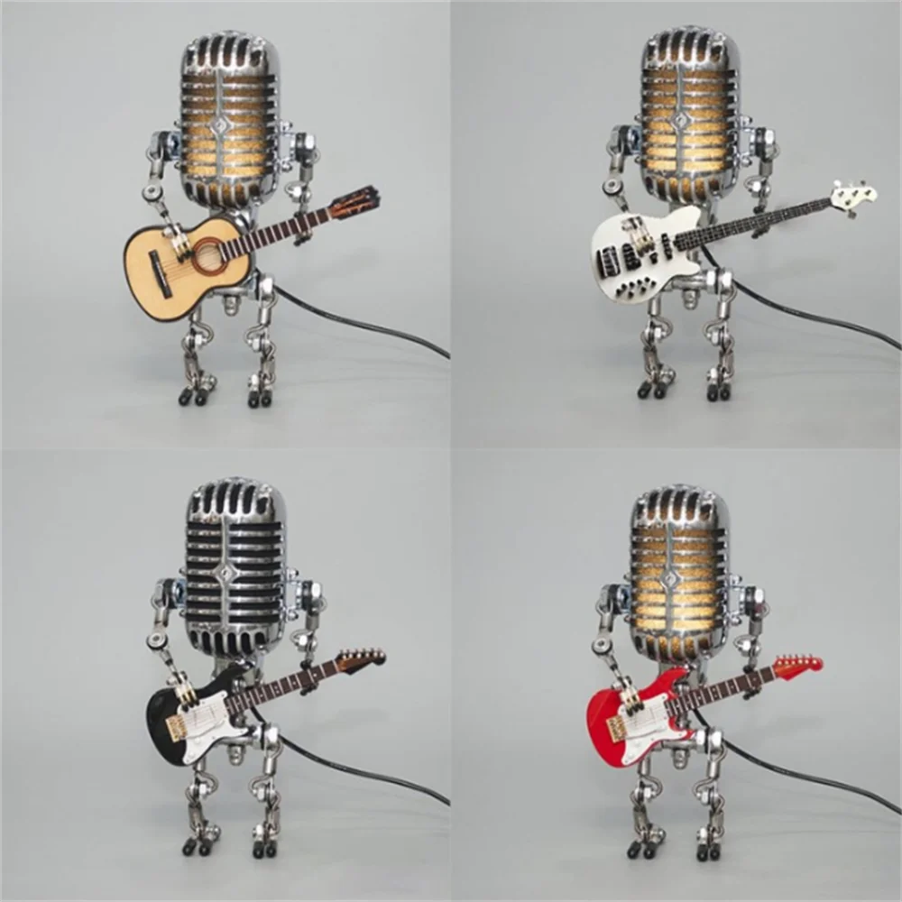 Tafellamp Robot Met Gitaar LED Decoratie Voor Muziekkamer
