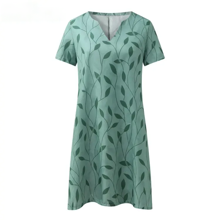 V-hals Jurk Dames Zomerse Katoen Jurk