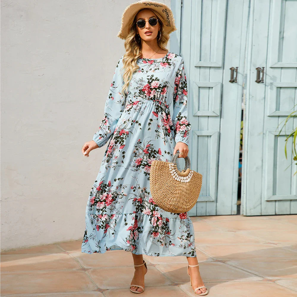 Zwart Rooze Maxi Jurk voor Vrouw Zomer Lente