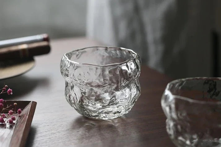 Japans Whiskeyglas met Traditioneel Mochi-Ontwerp 240ml Hittebestendig Glas Handgemaakt Dessert Cadeau Luxe Whiskyglazen Set Houten Verpakking