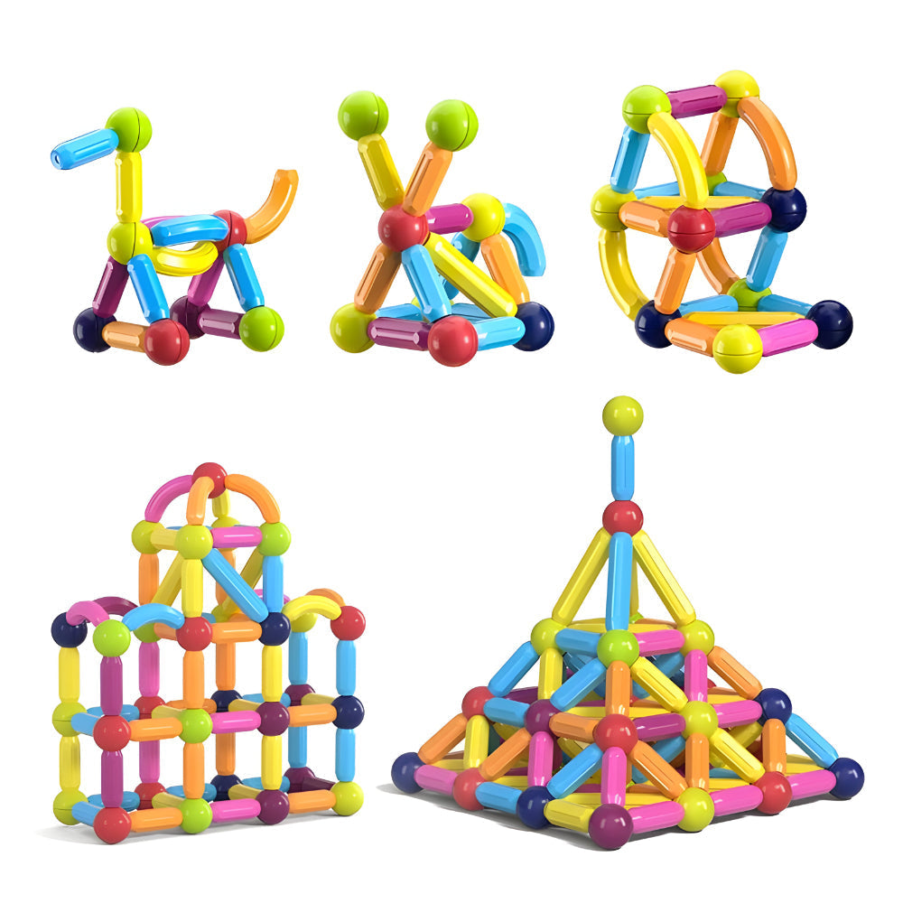 Magnetische Bouwblokken Set voor Kinderen – Educatief Speelgoed met Gekleurde Staven en Ballen voor Creatief Bouwen en Motorische Ontwikkeling vanaf 3 Jaar