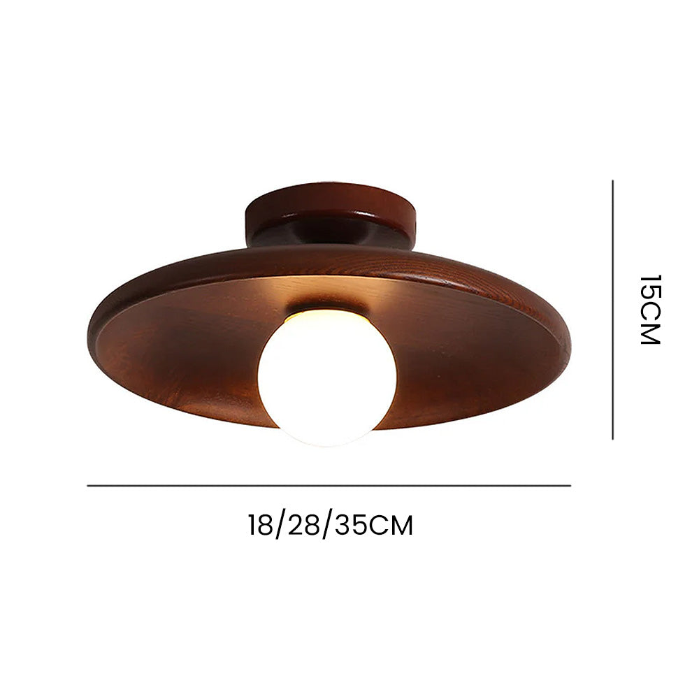 LED Plafondlamp Hout 15cm G4 Warm Licht Woonkamer Slaapkamer Gang Houten Plafondlamp Compact Rond Design