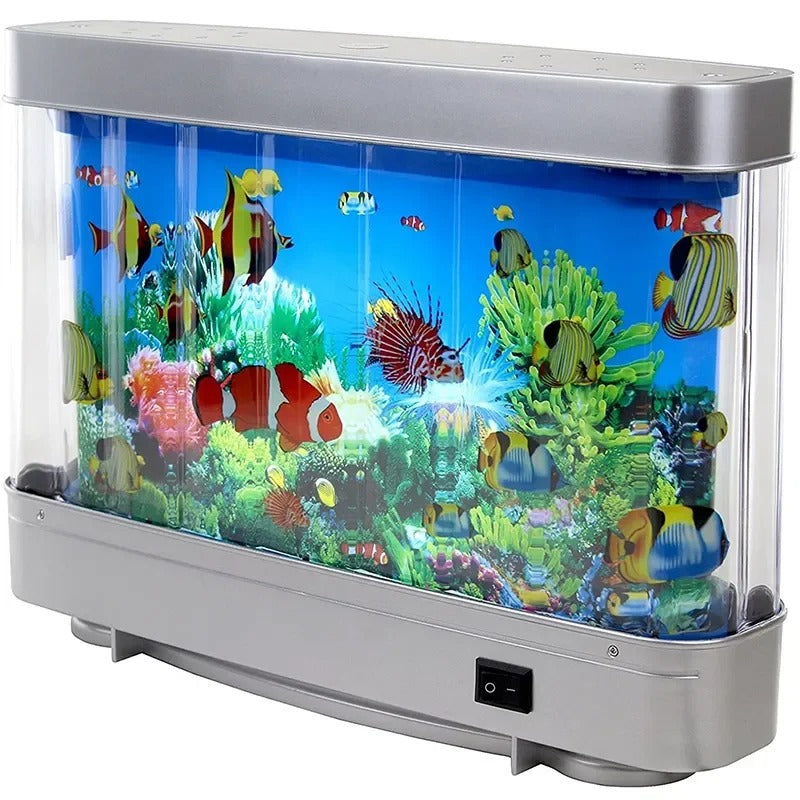 Retro Aquariumlamp met Bewegende Vissen – Rustgevende Sfeerverlichting voor Woonkamer, Kantoor, Kinderkamer | Geen Onderhoud Nodig | Nostalgische LED-lamp